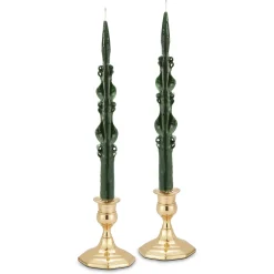 Chefanie Forest Green Baroque Tapers (2) New