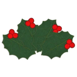 Chefanie Green Holly Leaf Cocktail Napkins (4) Sale