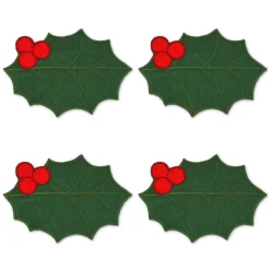 Chefanie Green Holly Leaf Cocktail Napkins (4) Sale