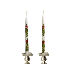 Chefanie Painted Mistletoe Tapers (2) Discount