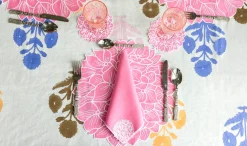 Chefanie Pink Hydrangea Linen Dinner Napkins (4) Online