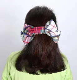 Chefanie White Plaid Barrette Discount